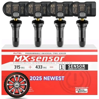 Image of Autel TPMS Sensor 2in1 MX Sensor, 1 Press in Tire Pressure Monitor System OE Level Programmable &amp; Cloneable Wireless for All Vehicles (Rubber Valve, 4PCS)