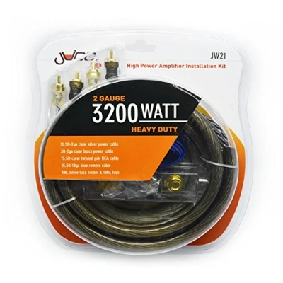Image of Juice Car Audio JWTRU21 3200W 2 Gauge High Power Heavy Duty Amplifier Wiring Kit, With and RCA Cables, ANL Fuse Holder