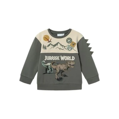 Image of NAME IT Boy&#039;s NMMSASHA Jurassic NREG Sweat BRU Sky Sweatshirt, Tea Leaf, 110