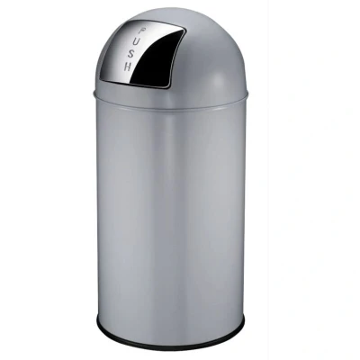 Image of VEPA BINS Sheet Steel Push Rubbish Bin, Capacity 40 L, Hx740 X 340mm, Iron Grey