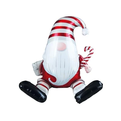Image of Eurowrap 50cm x 60cm Christmas Foil Balloon Xmas Party Decoration Air Filled Sitting Gonk Includes String and Sticky Tabs