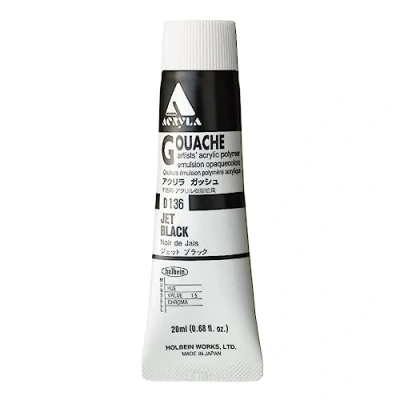 Image of Holbein Acryla Designer Gouache Jet Black 20ml tube