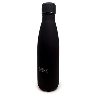 Image of Nerthus Double wall flask for hot and cold liquids. BPA free 500 ml stainless steel, with black design, Original