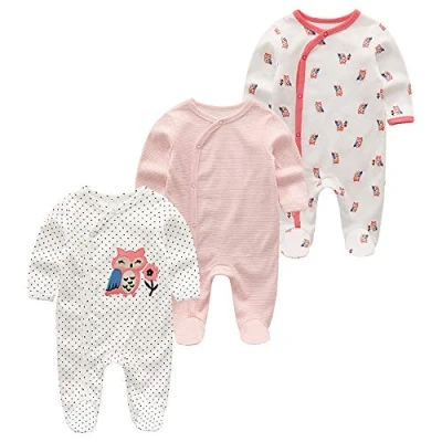Image of Unisex Baby Cotton Pajamas Newborn Clothes Footed Bodysuit Sleep and Play Boys Girls (COLOR2, 0 3 Months)