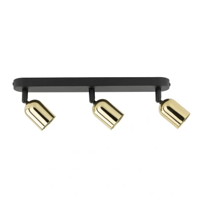 Image of Top Rounded Head Ceiling Spotlight Bar Black, Gold 3xGU10