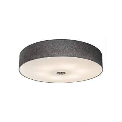 Image of Qazqa Country Ceiling Lamp I Flush Light Gray 70 cm Drum Jute Modern Suitable for LED E27 6 Fabric Living Room Kitchen Bedroom