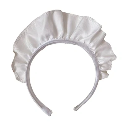 Image of PHILSP Maid Headpiece Women Wide Headdress Lovely White Headbands Anime Cosplay Gothic Novelty Hair Hoop Props