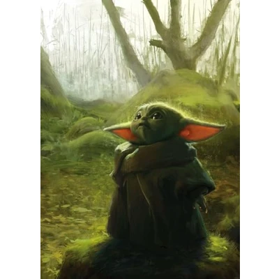 Image of Komar Star Wars IADX4 018 Non Woven Photo Wallpaper Mandalorian Grogu Acrylic Size 200 x 280 cm (Width Height) Baby Yoda Children&#039;s