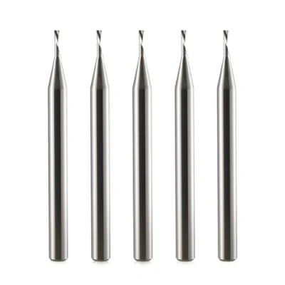 Image of Timelee 1/8 Inch Shank Diameter 1.0mm CED 4mm CEL 1 Flute Single Downcut Spiral End Mill CNC Router Bit for Acrylic, PVC, MDF,Aluminium Pack of 5