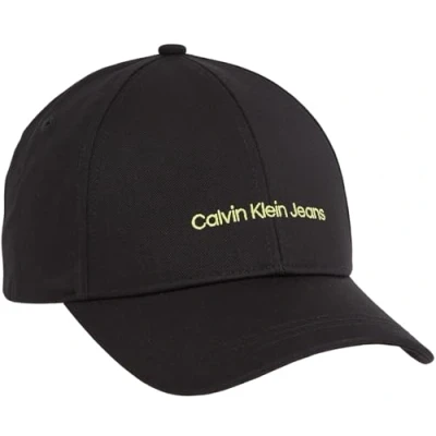 Image of Calvin Klein Men Baseball Cap Institutional, Black (Black/Sharp Green), One Size