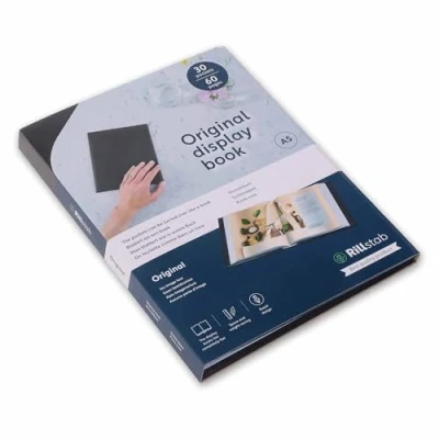 Image of Rillstab Original Display Book (30 Transparent/Clear Pockets) A5 Front Page Ring Binder Portfolio &amp; Project Presentation Folder for Meetings Conferences Poly Clear Pocket Black 99534