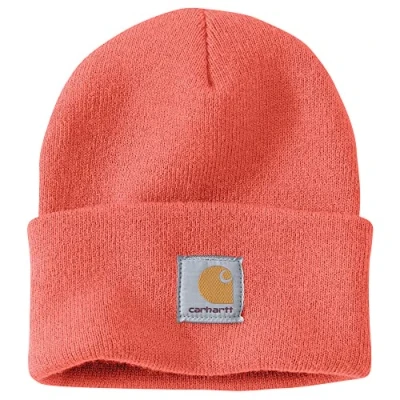 Image of Carhartt Mens Knit Cuffed Beanie (Closeout), Electric Coral, One size
