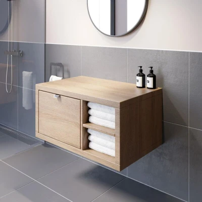 Image of Vitusso Garda Wood Wall Hung Countertop Vanity Unit without Basin 800mm RH Shelves