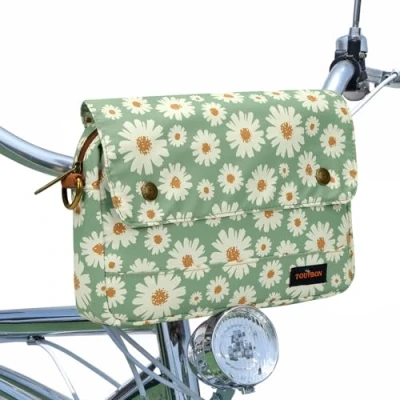 Image of Tourbn TOURBON Waterproof Canvas Bike Panniers Bicycle Pouch Handlebar Bag Flower Pattern