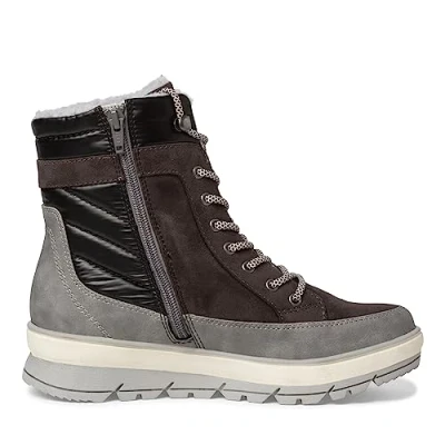 Image of Jana Women&#039;s Softline 8 26266 41 Multi Width Comfortable Shoes Warm Lined Shiny Upper Material Ankle Boot, graphite, 5 UK