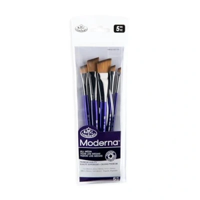 Image of Royal &amp; Langnickel Moderna Angular Brush Set for All Painting Mediums, 5pc
