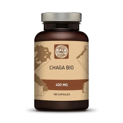 Image of Kala Health BIO Chaga 400mg per Capsule Inonotus obliquus Fruit Body Extract 1:1 Vegan No additives (180)