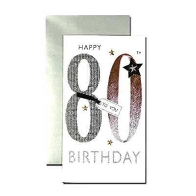 Image of 80th Birthday Greeting Card Hand Finished Champagne Range Cards JGS654
