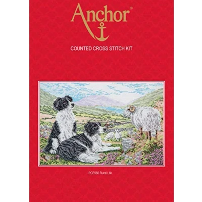 Image of Anchor Counted Cross Stitch Kit: Essentials: Rural Life, Multi, 20 x 30cm