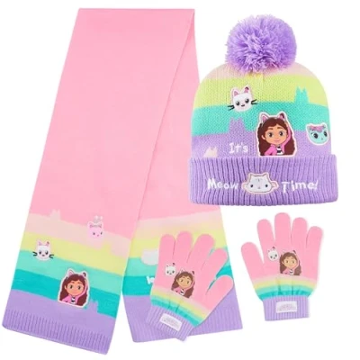 Image of Gabby&#039;s Dollhouse Girls Winter Accessories Set for School or Travel Gifts