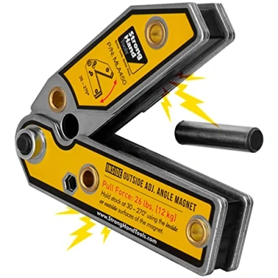 Image of Strong Hand Tools Adjustable Angle Magnetic Square, 30 270, Inside/Outside Magnets, Setting Pin, Mag. Pull Force 26 lbs, Welding Square,&quot;4.7&quot;, MLA450,