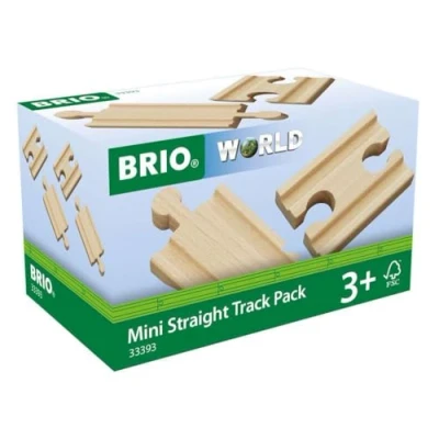 Image of BRIO World Mini Straight Wooden Train Track for Kids Age 3 Years Up Railway Accessories and Add Ons