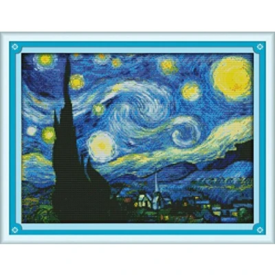 Image of Benway Counted Cross Stitch Van Gogh Painting Starry Night 14 Count 47x37 CM