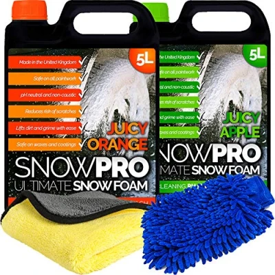 Image of SnowPro Orange Snow Foam pH Neutral Shampoo 5L with AppleSnow and Car Wash Mitt Microfibre Cloth