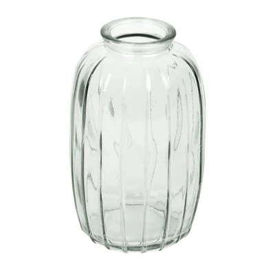 Image of Talking Tables Clear Glass Bud Vase for flowers, stylish single stem elegant wedding table centrepiece decorations window sill decor, garden parties, summer dining, mantle styling, and gifting 12cm