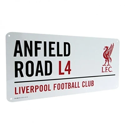 Image of Liverpool Official Anfield Road L4 Metal Street Sign Multi Colour