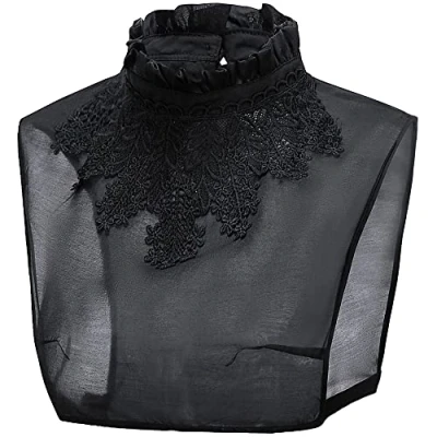 Image of LoudSung False Collar Detachable Half Shirt Blouse Fake Ruffle Floral Lace Elegant Design for Women Girls