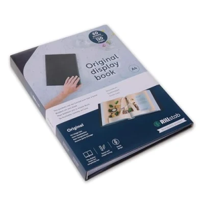 Image of Rillstab Original Display Book (60 Transparent/Clear Pockets) A4 Front Page Ring Binder Portfolio &amp; Project Presentation Folder for Meetings Conferences Poly Clear Pocket Black 99464