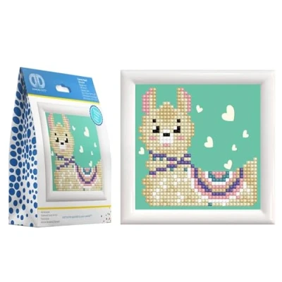Image of Diamond DOTZ Dots Painting, Beginner Kit with Frame, DD1F, Llama Heart, 9 x 9cm