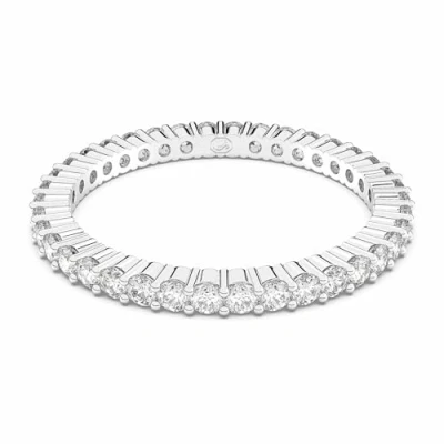 Image of Swarovski Matrix Vittore ring, Round cut, White, Silver tone finish