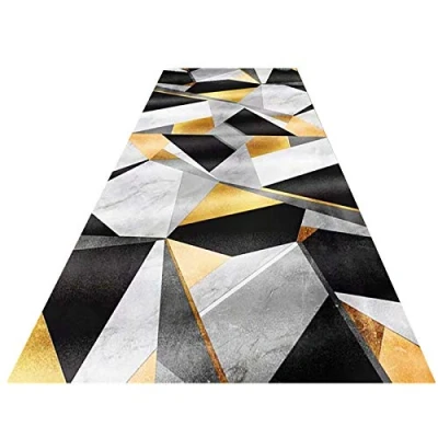 Image of YJRBZ Hallway Carpet Runner Geometry Gold Gray Black Non slip Long Runners Rugs for Corridor Stairs, 1m/1.5m/2m/2.5m/3m/3.5m/4m/4.5m/5m/5.5m/6m (Size : 60x300cm)