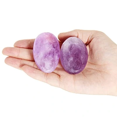 Image of Orientrea Amethyst Quartz Palm Stone 2 Pcs Pocket Energy Stone, Smooth Healing Crystal Worry (Amethyst Quartz)