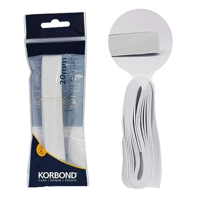 Image of Korbond Elastic White 20mm x 2m 110387, Polyester