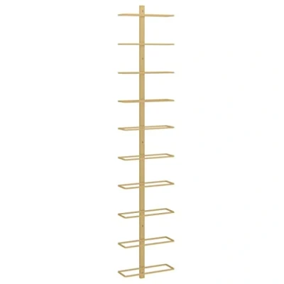 Image of vidaXL Wall mounted Gold Metal Wine Rack for 10 Bottles Convenient and Stylish Storage Modern Kitchens, Bars Living Rooms