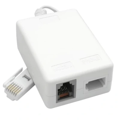 Image of BT Plug to Phone &amp; Broadband Modem Sockets ADSL Microfilter RJ11 8cm Lead Cable Adapter