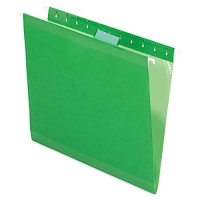 Image of Pendaflex Reinforced Hanging File Folders, Letter Size, Bright Green, 1/5 Cut, 25/BX (4152 BGR)