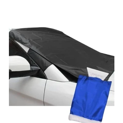 Image of Car Windscreen Cover GENERISE Reversible All Seasons Screen Winter &amp; Summer Protects Windshield from Frost, Snow, Ice UV Rays (146x120cm) Plus Scraper for