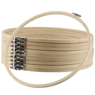 Image of ZEONHAK 10 PCS 12 Inch Bamboo Embroidery Hoops, 30cm Cross Stitch Rings Hoop, Large Hoop Circle for Craft