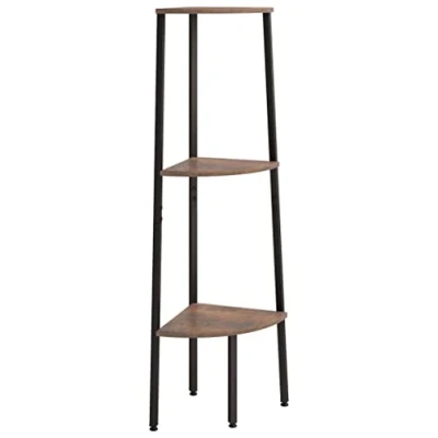 Image of vidaXL 3 Tier Corner Shelf Dark Brown and Black 45.5x31.5x120 cm