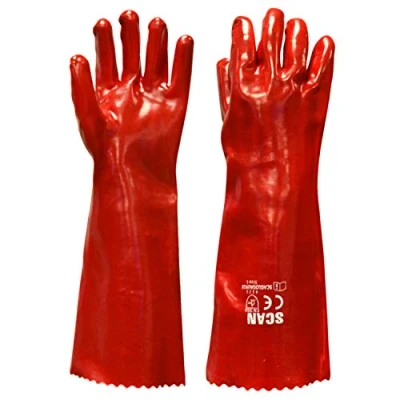 Image of Scan GLOGAUN18 PVC Gauntlet with Cotton Knitted Liner Red
