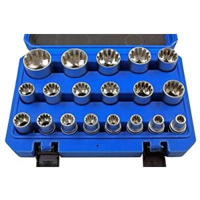 Image of Gearlock Socket Spanner Set 19 Piece E Profile Multi Tooth 8 32 mm 1/2 Inch Multilock