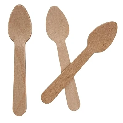 Image of AMD Nexus Pack of 100 Wooden Disposable Spoons Biodegradable &amp; Plastic Free Teaspoons Ideal for Wedding, Picnic, Party, Office Eco Friendly