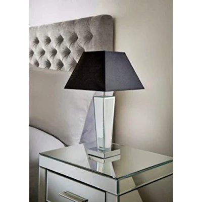 Image of Vintage Modern Sparkle Gatsby Mirror Table Lamp Ideal for Living Rooms and bedrooms Black