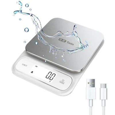 Image of Tada 5kg Food Kitchen Digital Scale with 0.1g Precision IPX6 Waterproof, Type C Charging, Ounces and Grams for Weight Loss, Cooking, Baking