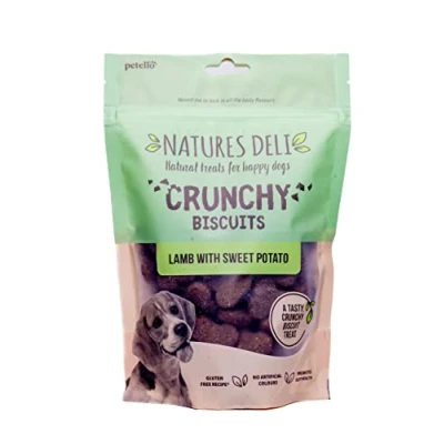 Image of Natures Deli Lamb with Sweet Potato Dog Treats, Crunchy Biscuits for Dogs Gluten Free Low Fat Tasty Bite size Treats 225 g