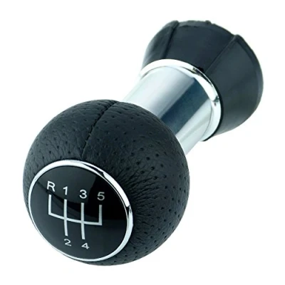 Image of L &amp; P Car Design L&amp;P A260 2 Gear Lever Knob Black 5 Gears 12 mm PU Leather Perforated Plug Play Replacement Part for Audi A1 A3 A4 A5 A6 Q3 Q5